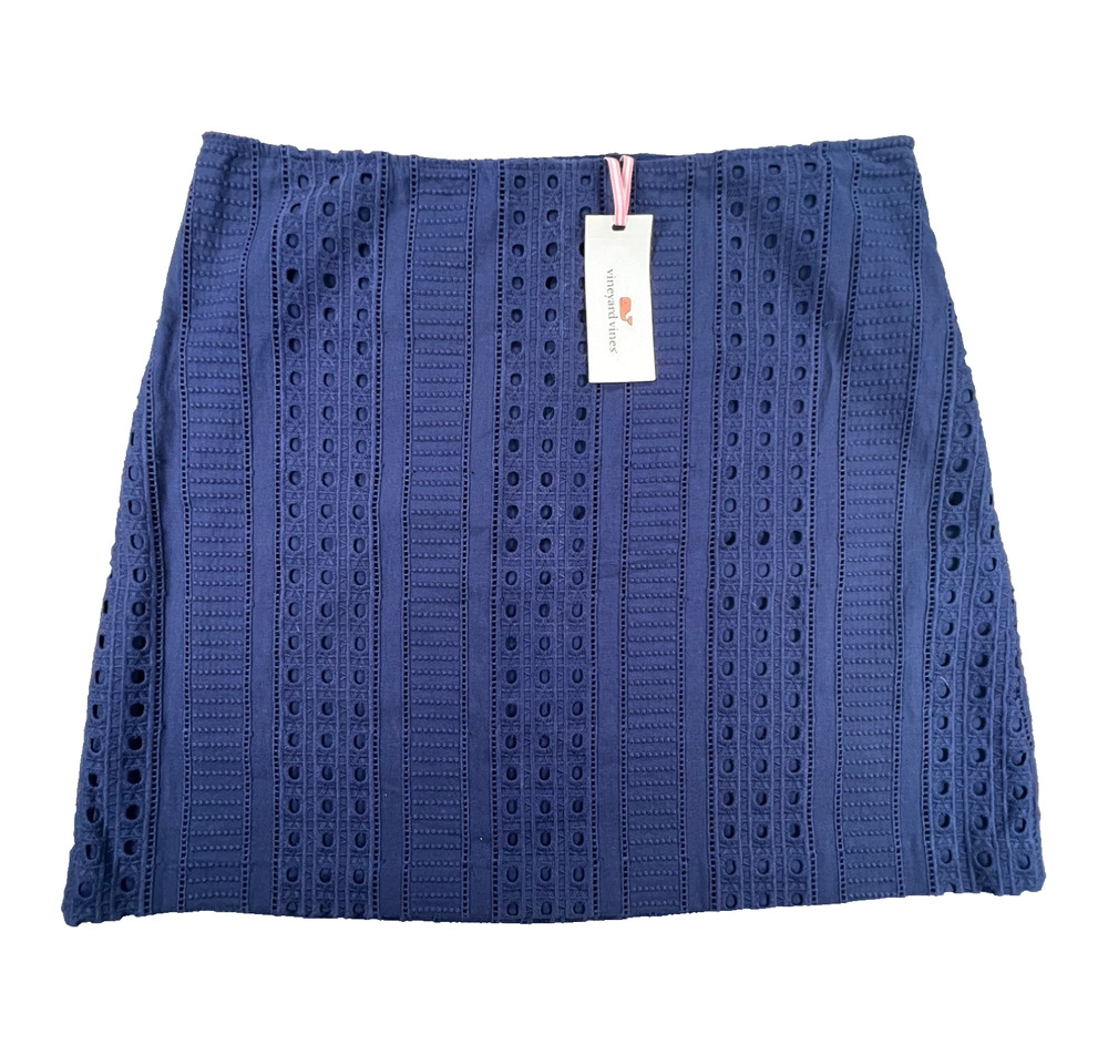New Vineyard Vines - Preppy Deep Blue Canning Eyelet Skirt (Size 10) - MSRP $118
